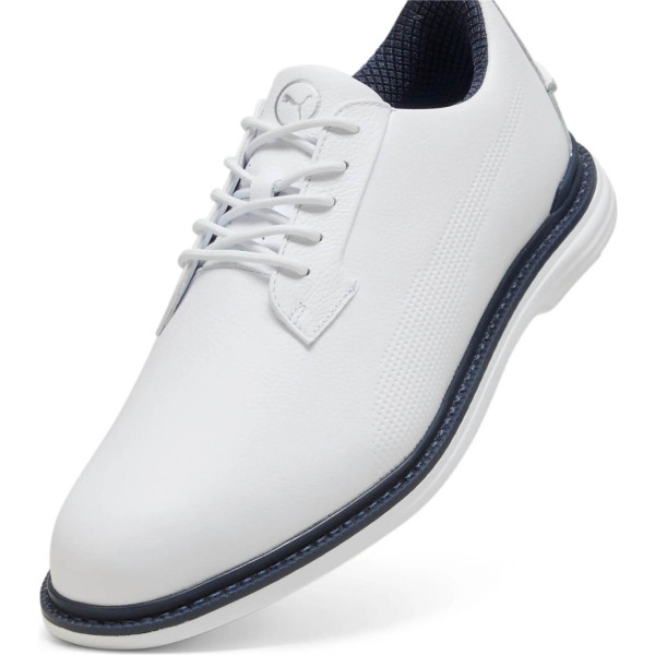 Puma ROYALE Vandtætte Herre Golfsko Med Spikes - Puma White/Deep Navy/Team Light Blue