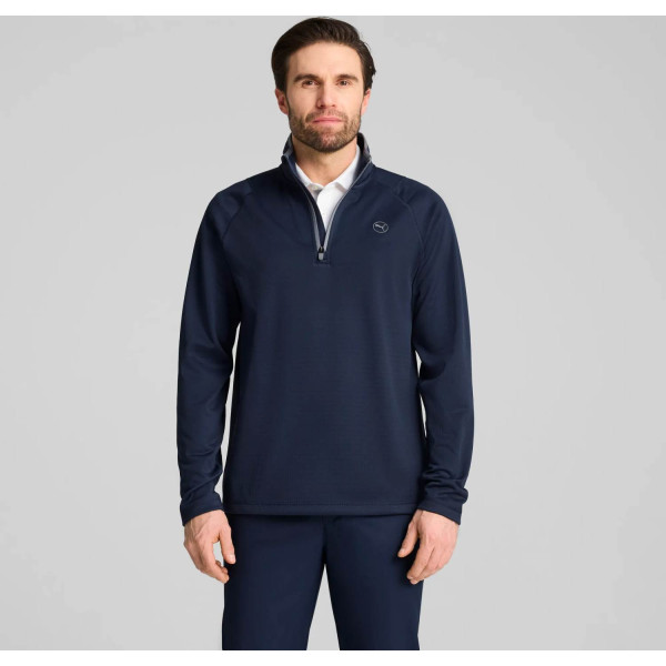 Puma Waffle Fleece 1/4 Zip Herre Pullover - Deep Navy