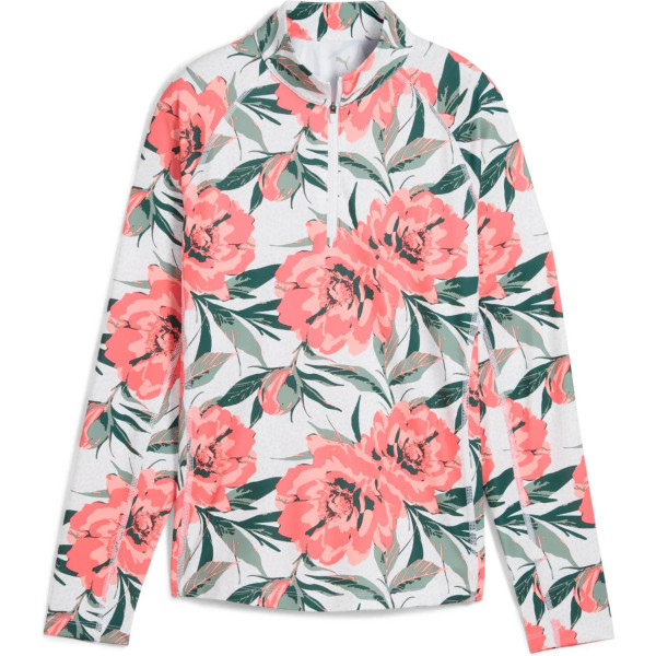 Puma YOU-V Beautiful Game 1/4 Zip Dame Pullover - White Glow/Peach Frost