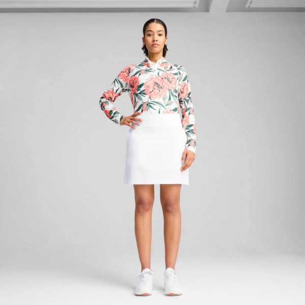 Puma YOU-V Beautiful Game 1/4 Zip Dame Pullover - White Glow/Peach Frost