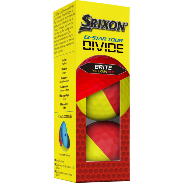 Srixon Q-Star Tour Divide Golfbolde - Gul/Rød