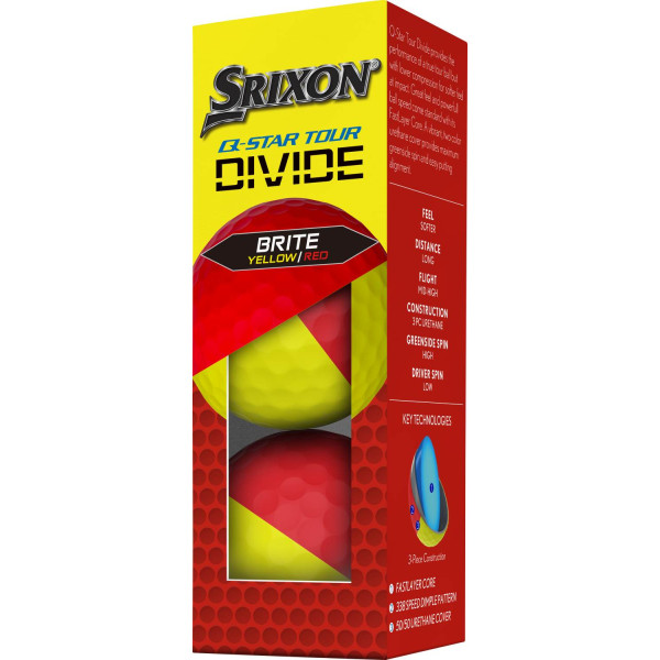 Srixon Q-Star Tour Divide Golfbolde - Gul/Rød