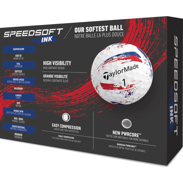 Taylormade SpeedSoft INK Golfbolde - Blue/Red