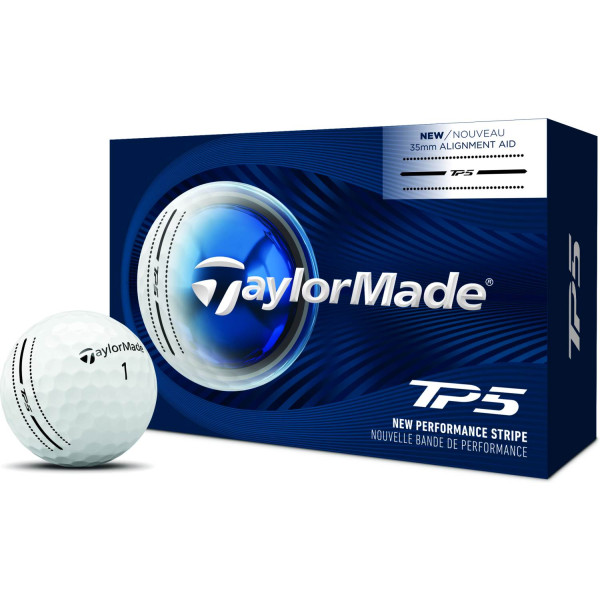 Taylormade TP5 Performance Stripe (6 bolde) (2026) Golfbolde - Hvid