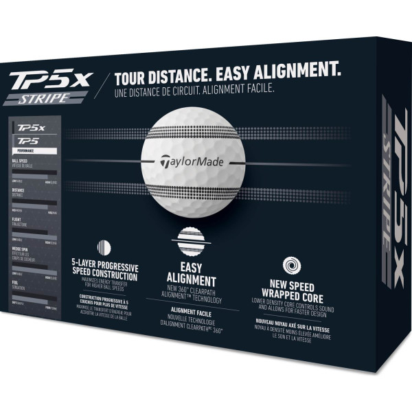 Taylormade TP5x Stripe Golfbolde - Hvid