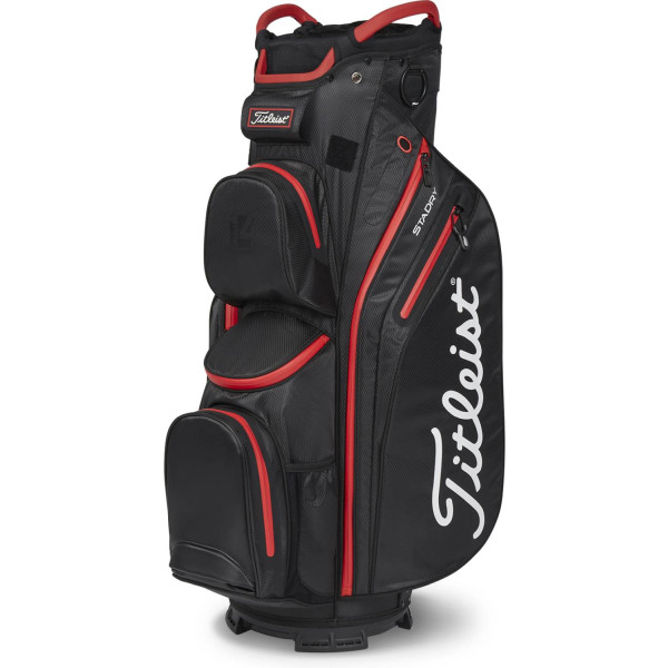 Titleist Cart 14 StaDry Vandtæt Vognbag - Black/Black/Red