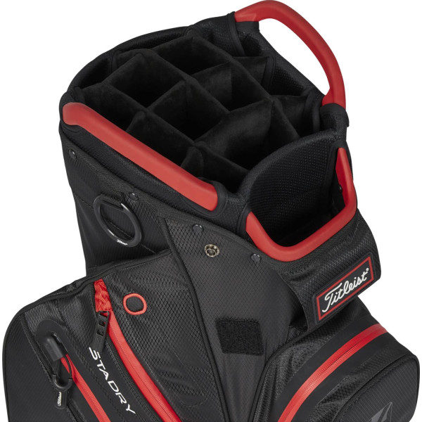Titleist Cart 14 StaDry Vandtæt Vognbag - Black/Black/Red