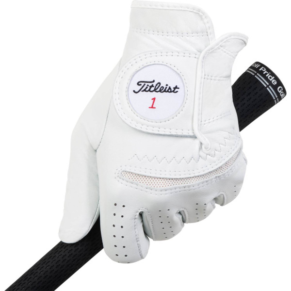 Titleist Perma Soft Cadet Læder Herre Golfhandske - Pearl
