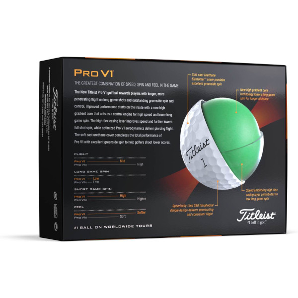 Titleist Pro V1 (2023) Logobolde - Hvid