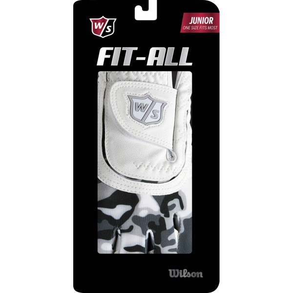 Wilson Staff Fit-All Syntetisk Junior Golfhandske - White/Black/Camo
