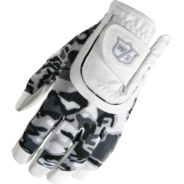 Wilson Staff Fit-All Syntetisk Junior Golfhandske - White/Black/Camo