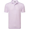 FootJoy Floral Sketch Print Lisle Herre Poloshirt - White/Light Pink