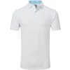 FootJoy Stretch Lisle Dot Print Herre Poloshirt - White With Light Blue